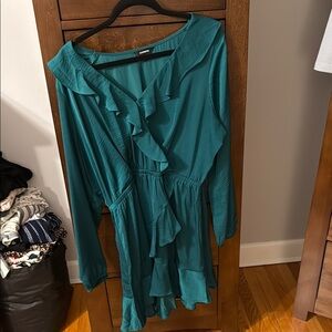 Express Blue Ruffled Sailor Collar Dress